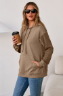 EVALESS Hoodies for Women Long Sleeve Patchwork Waffle Knit Drawstring Oversized Hooded Sweatshirt Tops Fashion 2025
