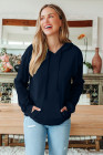 EVALESS Hoodies for Women Long Sleeve Patchwork Waffle Knit Drawstring Oversized Hooded Sweatshirt Tops Fashion 2025