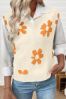EVALESS Sweater Vest Women V Neck Cap Sleeve Knit Sweaters Cute Summer Fall Floral Print Sweater Tank Tops Pullover Sweaters