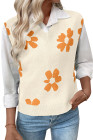 EVALESS Sweater Vest Women V Neck Cap Sleeve Knit Sweaters Cute Summer Fall Floral Print Sweater Tank Tops Pullover Sweaters
