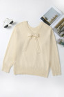 EVALESS Womens Long Sleeve Back Bow Knot Sweaters Round Neck Fall 2025 Lightweight Pullover Sweater Tops