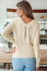 EVALESS Womens Long Sleeve Back Bow Knot Sweaters Round Neck Fall 2025 Lightweight Pullover Sweater Tops