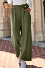 EVALESS Womens Wide Leg Work Pants Straight Elastic High Waisted Double Button Trousers Business Casual Pants with Pockets