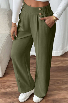 EVALESS Womens Wide Leg Work Pants Straight Elastic High Waisted Double Button Trousers Business Casual Pants with Pockets LC7713647-P609