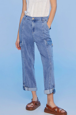 Sky Blue Stretch Tencel Cargo Pants LC7876030-P304