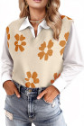 EVALESS Sweater Vest Women V Neck Cap Sleeve Knit Sweaters Cute Summer Fall Floral Print Sweater Tank Tops Pullover Sweaters