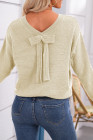 EVALESS Womens Long Sleeve Back Bow Knot Sweaters Round Neck Fall 2025 Lightweight Pullover Sweater Tops