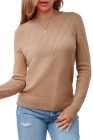 EVALESS Womens Sweaters Trendy Casual Crewneck Long Sleeve Cable Knit Lightweight Oversized Fall Sweaters Pullover Tops