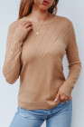 EVALESS Womens Sweaters Trendy Casual Crewneck Long Sleeve Cable Knit Lightweight Oversized Fall Sweaters Pullover Tops