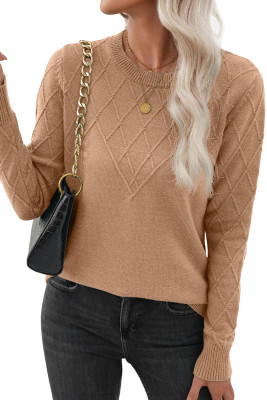 EVALESS Womens Sweaters Trendy Casual Crewneck Long Sleeve Cable Knit Lightweight Oversized Fall Sweaters Pullover Tops LC2726333-P7016