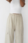 White Pantalon cargo lin