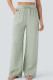Clearly Aqua High Waisted Drawstring Side Pocket Wide Leg Casual Linen-Feel Pants