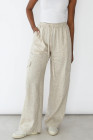 White Pantalon cargo lin