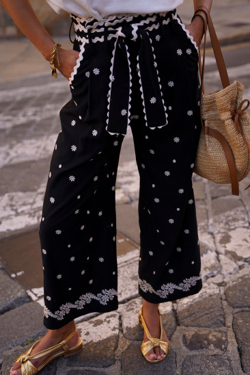 Black embroidered John pants LC7713958-P220