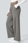Medium Grey High Waisted Pocket Straight Leg Work Pants