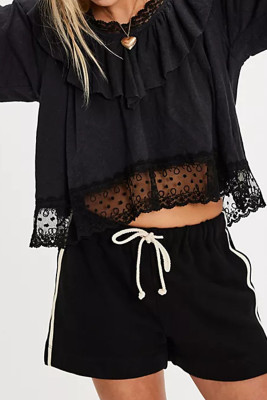 Color black Lulu Knit Top LC25134139-P202