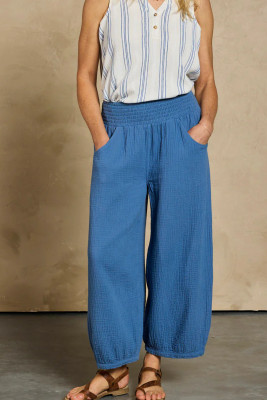 White Stripe Sadhu Cotton Pants Aegean Blue LC25613535-P119