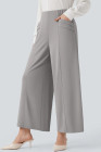Gray Halara Fle High Waisted Wide Leg Crepe Work 7/8 Pants with Pockets