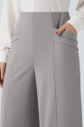 Gray Halara Fle High Waisted Wide Leg Crepe Work 7/8 Pants with Pockets