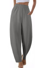EVALESS Women's Fall Elastic High Waisted Baggy Pants Balloon Wide Leg Pants Woman Casual Cropped Length Trouser with Pockets