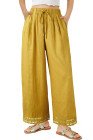 Beige Women's casual wide-leg pants