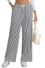EVALESS Women's Striped Pants 2025 Comfy High Waist Wide Leg Lounge Pants Y2K Casual Lightweight PJ Bottoms with Pockets