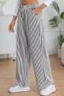 EVALESS Women's Striped Pants 2025 Comfy High Waist Wide Leg Lounge Pants Y2K Casual Lightweight PJ Bottoms with Pockets