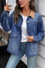 EVALESS Jean Jacket Women Trendy Color Block Denim Jacket Oversized Long Sleeve Button Down Jackets Shacket Coat with Pockets