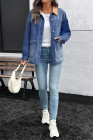 EVALESS Jean Jacket Women Trendy Color Block Denim Jacket Oversized Long Sleeve Button Down Jackets Shacket Coat with Pockets