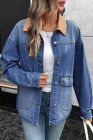 EVALESS Jean Jacket Women Trendy Color Block Denim Jacket Oversized Long Sleeve Button Down Jackets Shacket Coat with Pockets