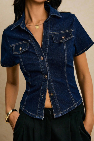 Sail Blue Women's denim vest LC790220-P905