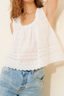 White Marina Eyelet Tank LC25613557-P1