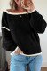 EVALESS Womens Sweaters Crewneck Ruffle Long Sleeve Off The Shoulder Sweater Color Block 2025 Trendy Fall Winter Knit Tops