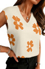 EVALESS Sweater Vest Women V Neck Cap Sleeve Knit Sweaters Cute Summer Fall Floral Print Sweater Tank Tops Pullover Sweaters