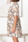 Beige Chia Mini Dress - Babydoll Dress in Lyanna Print $79.95 USD