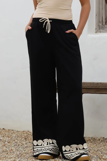 Bohdi Joggers - High Waisted Straight Leg Decaled Jogger in Black LC7714201-P2