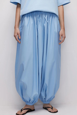 Myosotis Solid Color Casual Pocket Elastic Waist Lantern Wide Leg Pants LC7714198-P1204