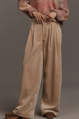 Smoke Gray By Anthropologie Pleated Cord Trousers LC7714199-P7016