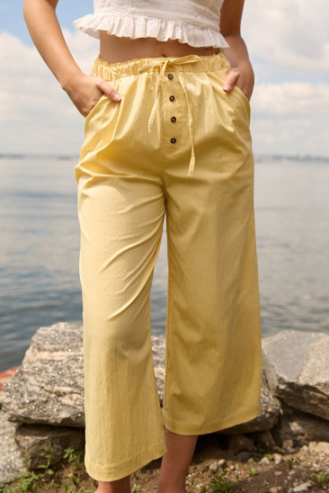 Khaki Sway Cotton Palazzo Pants - Butter Yellow LC7714191-P16
