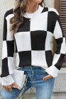 EVALESS Sweaters for Women Crewneck Long Sleeve Color Block Casual Knit Tops 2025 Fall Fashion Checkered Pullover Sweater