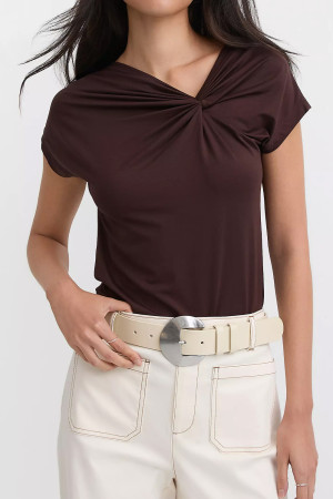 Coffee Knotted Baby Tee LC25230122-P1017