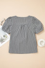 EVALESS Women's Plaid Shirt Dressy Casual Square Neck Tops 2026 Fashion Summer Puff Short Sleeve Loose Gingham Blouses