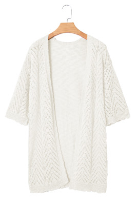 EVALESS Women's Crochet Knit Cardigan Sweaters Short Sleeve Open Front Kimonos Boho Cardigans Tops Lightweight Casual Vacation LC2712502-P101