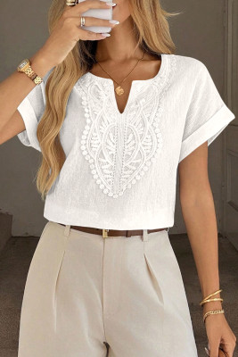 EVALESS Womens Tops Summer Trendy Dressy Casual V Neck Short Sleeve Shirts Cute Boho Business Work Loose Blouses LC25133875-P1