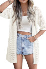 EVALESS Women's Crochet Knit Cardigan Sweaters Short Sleeve Open Front Kimonos Boho Cardigans Tops Lightweight Casual Vacation