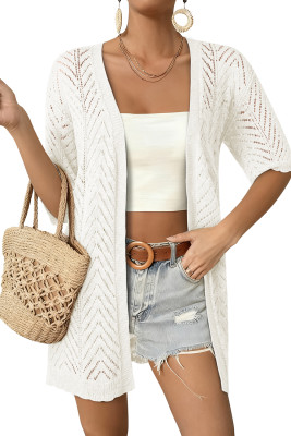 EVALESS Women's Crochet Knit Cardigan Sweaters Short Sleeve Open Front Kimonos Boho Cardigans Tops Lightweight Casual Vacation LC2712502-P101