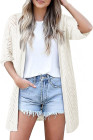 EVALESS Women's Crochet Knit Cardigan Sweaters Short Sleeve Open Front Kimonos Boho Cardigans Tops Lightweight Casual Vacation