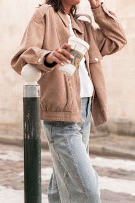 Smoke Gray blake taupe - veste suedine LC8513985-P7016