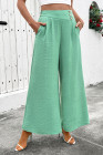 EVALESS Womens High Waisted Button Pleated Wide Leg Pants Beach Vacation Trouses