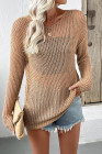 EVALESS Womens Sweaters Casual Spring Summer Crochet Hollow Out Knit Tops Crewneck Long Sleeve Beach Vacation Clothes